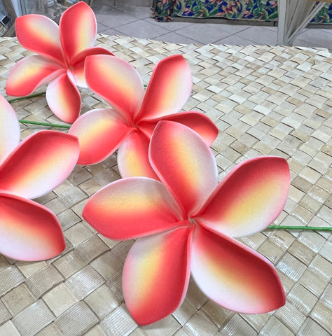 3” Bright Red & Yellow Ombré Plumeria Medium Size