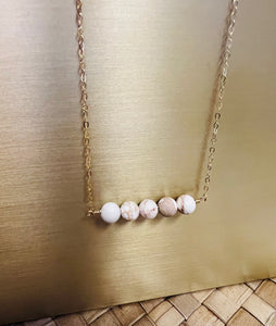 5mm White Variscite Bar + Gold Filled Chain