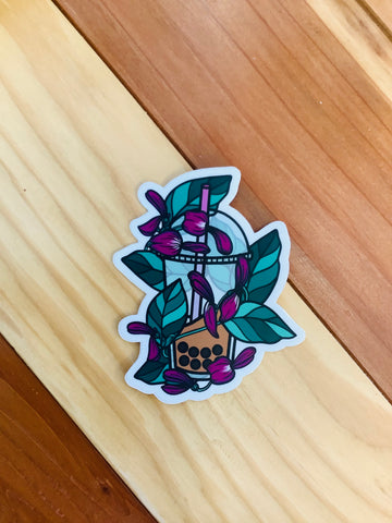 Floral Boba Sticker - Kakou Collective