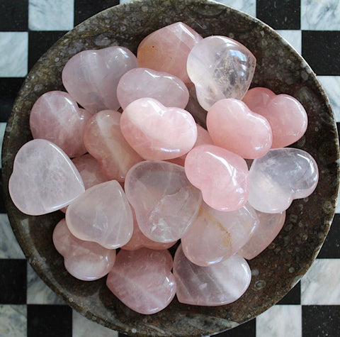 Rose Quartz Hearts - SMALL